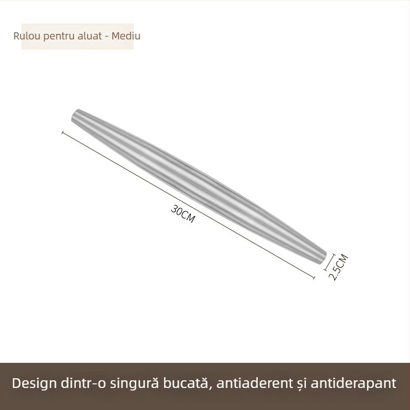 Rolă din oțel inoxidabil 304 pentru uz casnic, instrument pentru aluat și foi de găluște