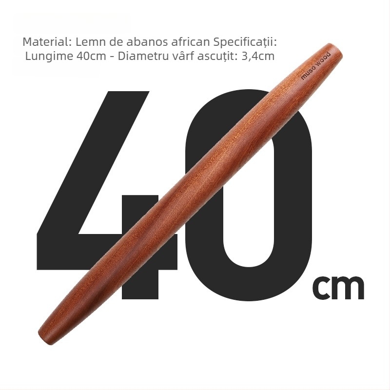 Rulou din lemn masiv de abanos, extensibil, pentru aluat și foi de găluște, uz casnic