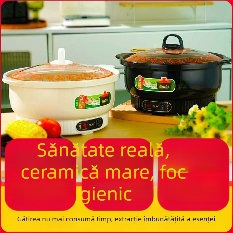 Oală electrică ceramică – vas de gătit multifuncțional automat pentru supă, terci și hot pot