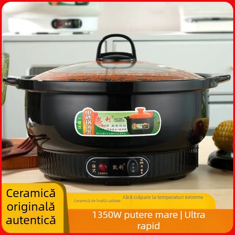 Oală electrică ceramică – vas de gătit multifuncțional automat pentru supă, terci și hot pot