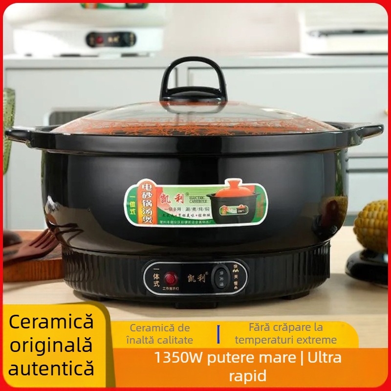 Oală electrică ceramică – vas de gătit multifuncțional automat pentru supă, terci și hot pot