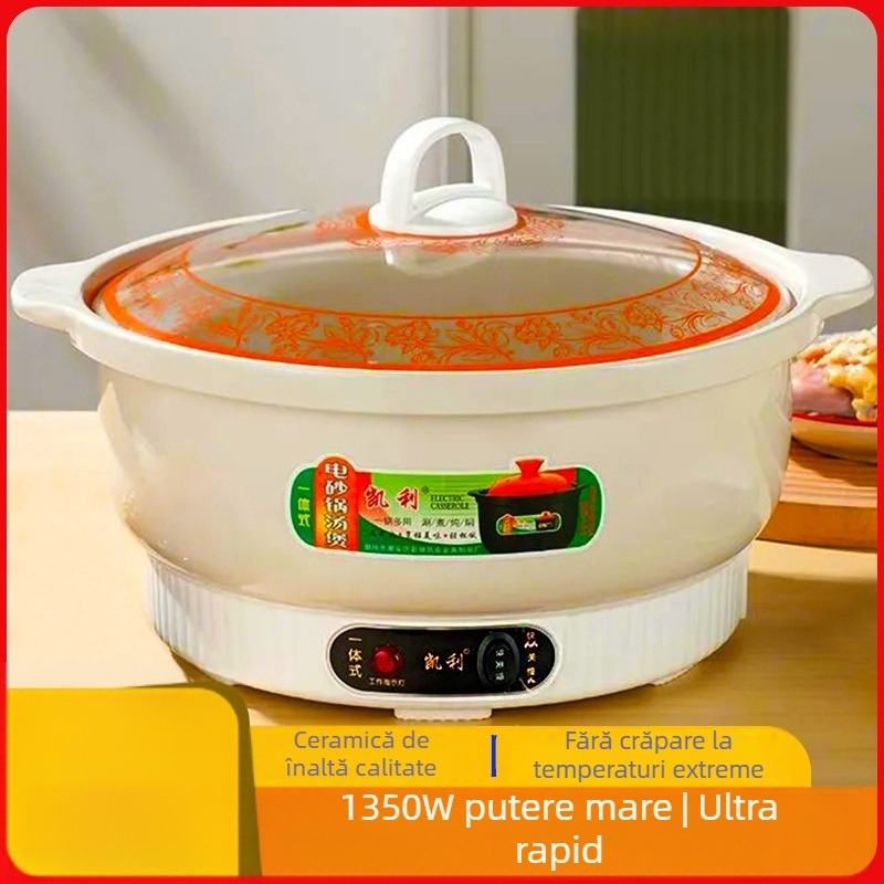 Oală electrică ceramică – vas de gătit multifuncțional automat pentru supă, terci și hot pot