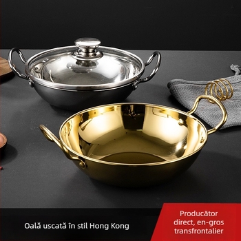 Oală groasă în stil Hong Kong pentru gătit uscat, din oțel inoxidabil, mic vas de hot pot pentru restaurant