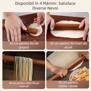 Rulou din lemn masiv de santal negru pentru foi de găluște, utilizare casnică, fără vopsea și lac, aluatul nu se lipește