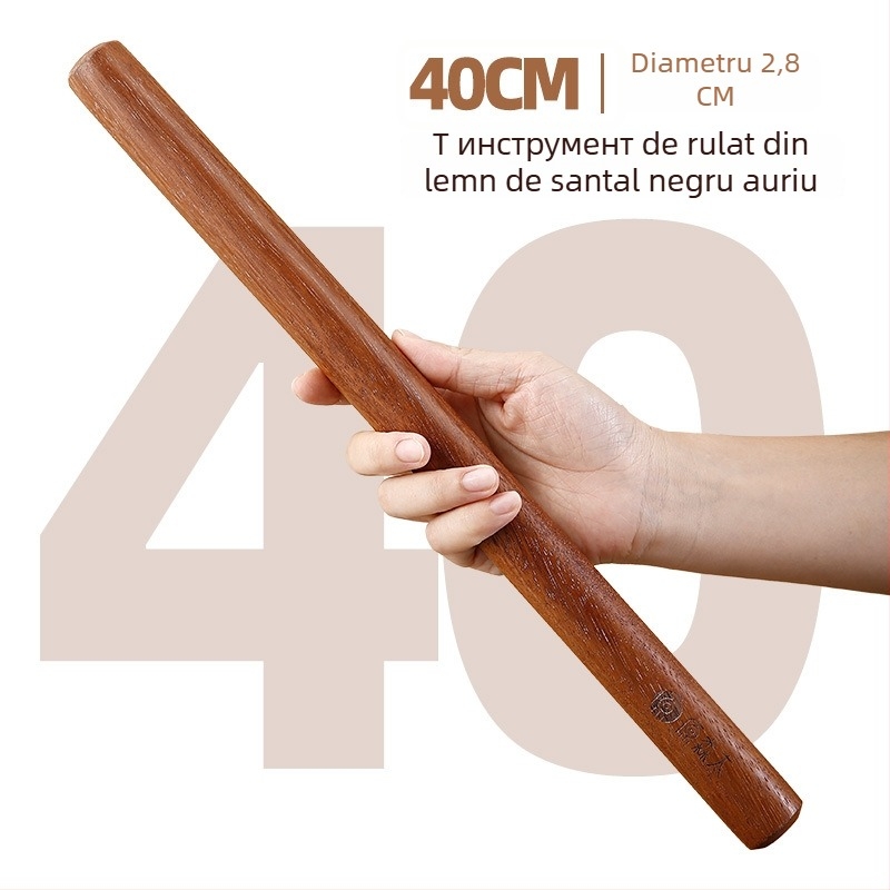 Rulou din lemn masiv de santal negru pentru foi de găluște, utilizare casnică, fără vopsea și lac, aluatul nu se lipește