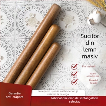 Rulou de aluat din lemn masiv, extra mare, lemn de santal, pentru foi de gyoza, ustensilă de bucătărie