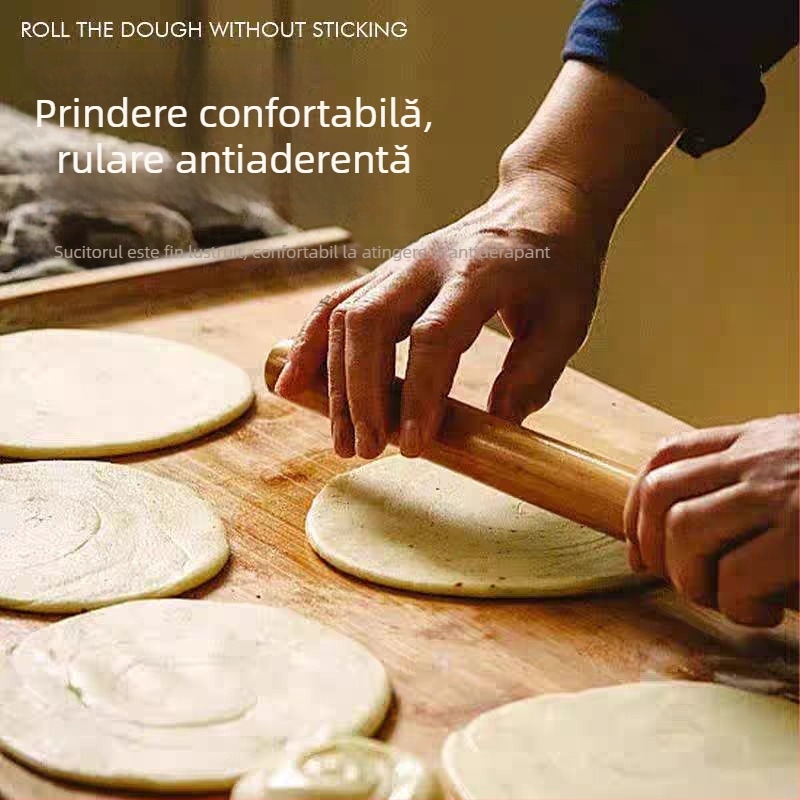 Rulou de aluat din lemn masiv, extra mare, lemn de santal, pentru foi de gyoza, ustensilă de bucătărie