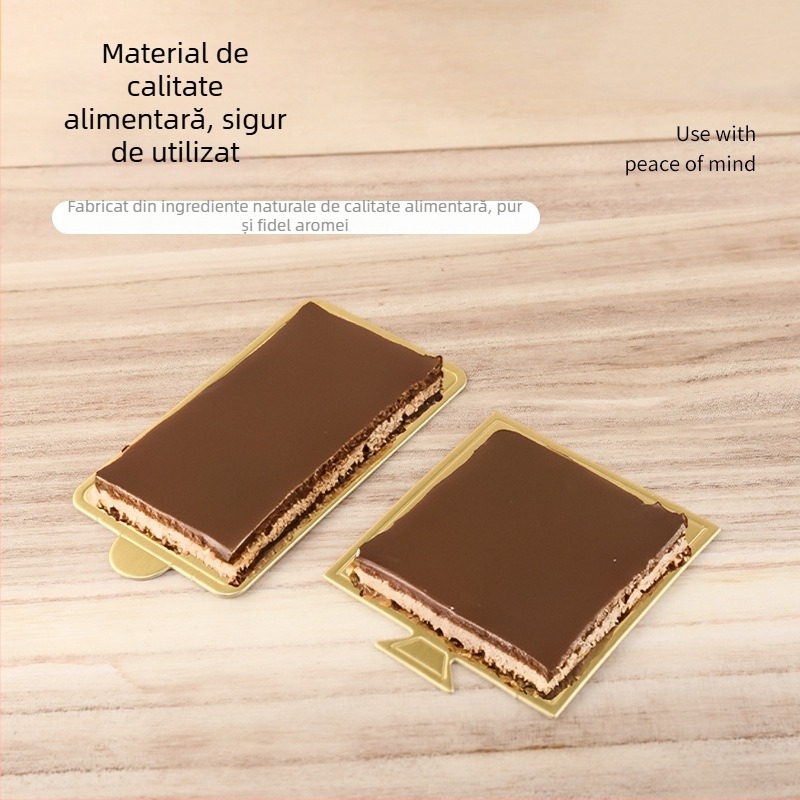 Suport de tort pătrat auriu pentru aniversări – bază circulară reutilizabilă pentru deserturi cu mousse