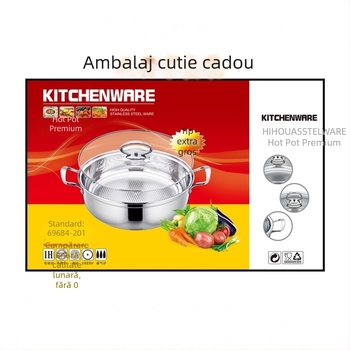 Set din oțel inoxidabil gros pentru oală de gătit – pentru shabu și supă, pentru uz casnic și comercial, capacitate mare 2.1–4 L, compatibil cu plite pe gaz sau inducție, cadou de inaugurare