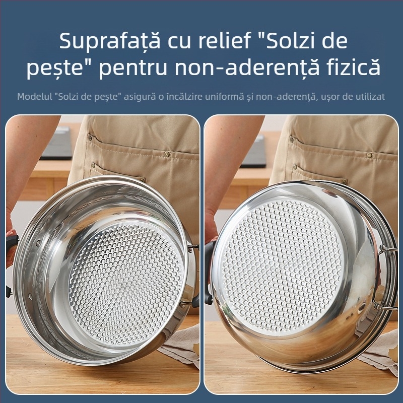 Set din oțel inoxidabil gros pentru oală de gătit – pentru shabu și supă, pentru uz casnic și comercial, capacitate mare 2.1–4 L, compatibil cu plite pe gaz sau inducție, cadou de inaugurare
