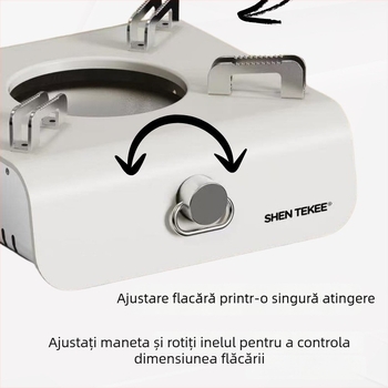 Aragaz portabil pentru exterior pe alcool solid cu bază antiderapantă și suport pentru oale