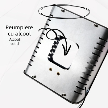 Aragaz portabil pentru exterior pe alcool solid cu bază antiderapantă și suport pentru oale