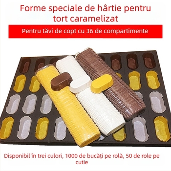 Tavă de hârtie pentru copt ovală 72, cu 36 forme pentru prăjituri, acoperire siliconică, rezistentă la ulei