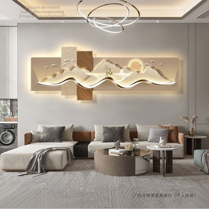 Tablou decorativ cu motiv montan pentru living și peretele de fundal al televizorului — elegant, luxos, de înaltă calitate.