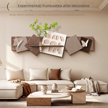 Tablou decorativ pentru sufragerie, fundal alb, plante hidroponice — artă abstractă pentru peretele din spatele canapelei
