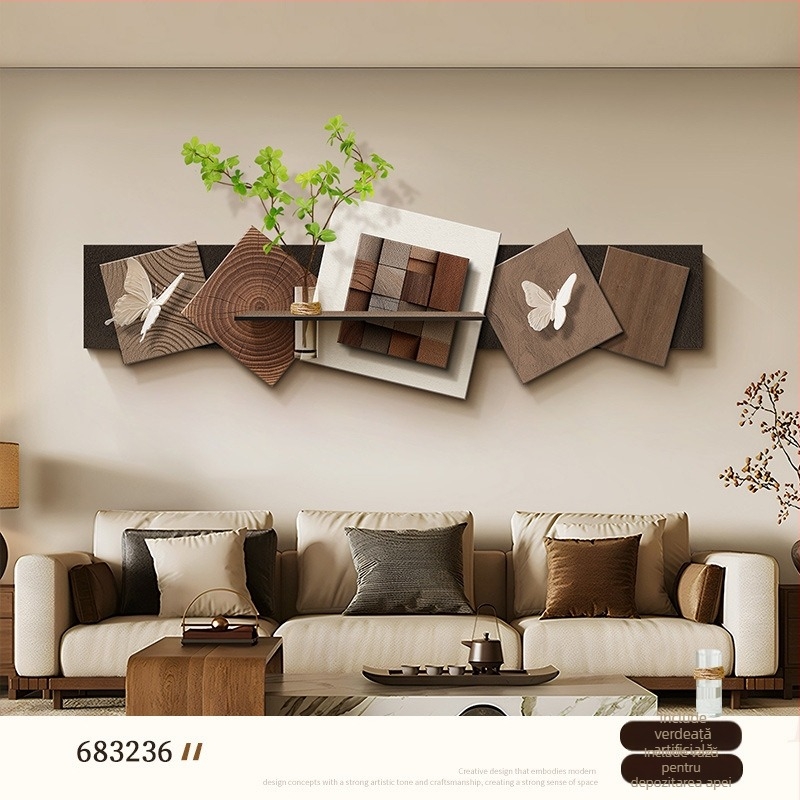 Tablou decorativ pentru sufragerie, fundal alb, plante hidroponice — artă abstractă pentru peretele din spatele canapelei