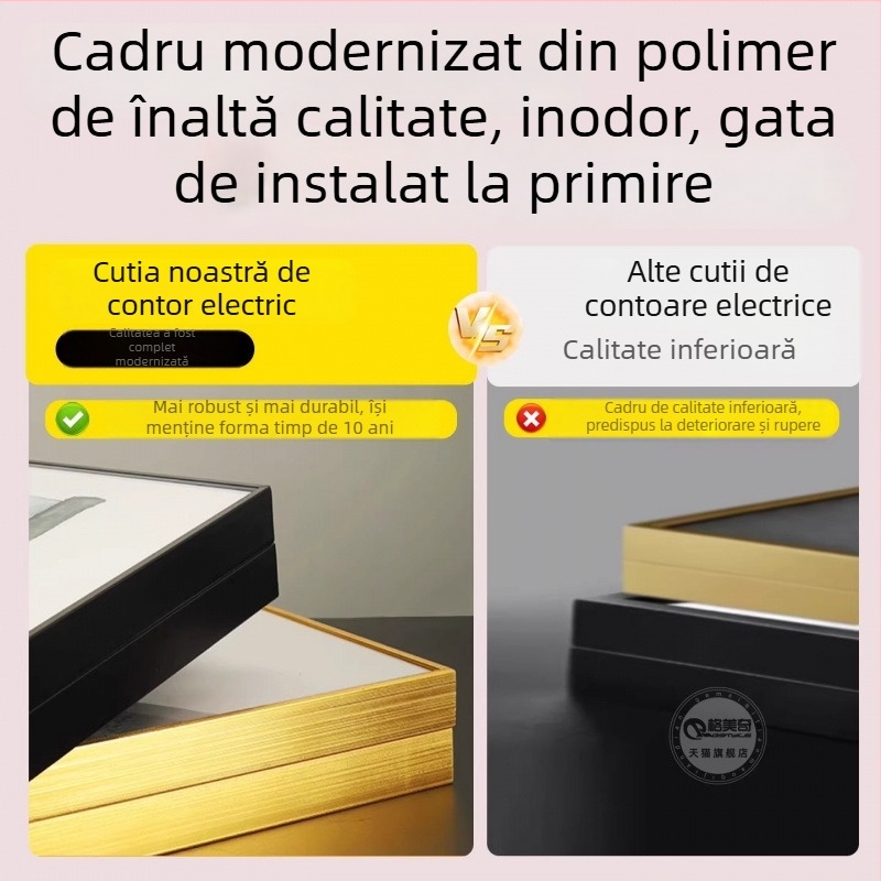 Tablou decorativ pentru cutia de contoare electrice și panouri electrice aferente, în ramă din lemn, stil vintage premium