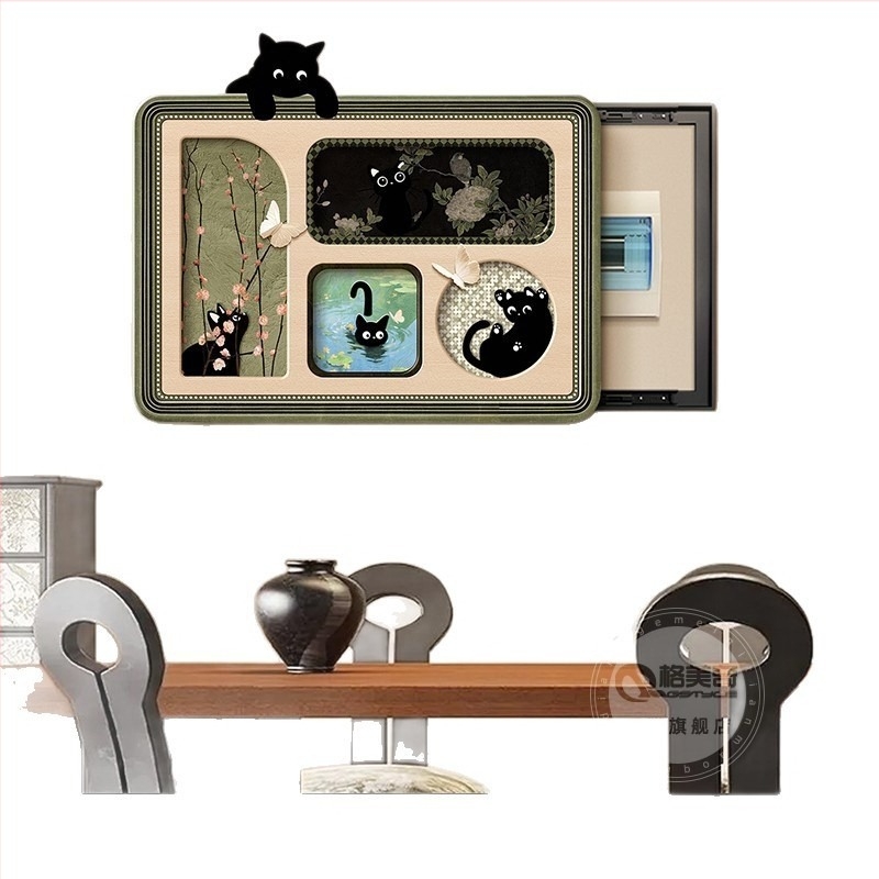 Tablou decorativ pentru cutia de contoare electrice și panouri electrice aferente, în ramă din lemn, stil vintage premium