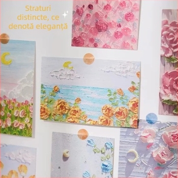 Carte poștală pictură în ulei, stil pictat manual, ilustrație de sărbătoare, card de felicitare pentru ziua de naștere cu efect liniștitor, spațiu pentru mesaj, decor de perete, idee de cadou