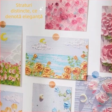 Carte poștală pictură în ulei, stil pictat manual, ilustrație de sărbătoare, card de felicitare pentru ziua de naștere cu efect liniștitor, spațiu pentru mesaj, decor de perete, idee de cadou