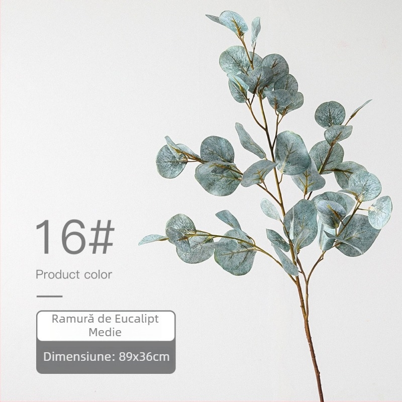Frunze artificiale de eucalipt 3D, ramuri medii, recuzită pentru fotografie, decor de casă în stil scandinav