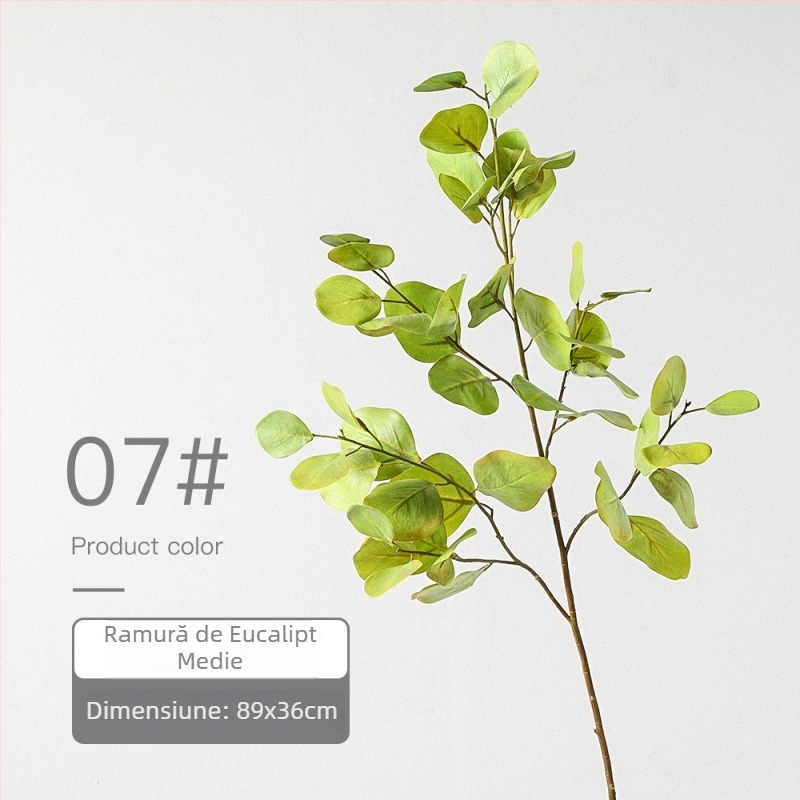 Frunze artificiale de eucalipt 3D, ramuri medii, recuzită pentru fotografie, decor de casă în stil scandinav