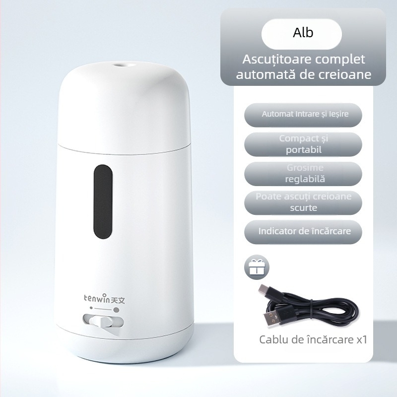 Ascuțitor de creioane electric complet automat pentru copii, de la grădiniță până în clasa a II-a, reîncărcabil
