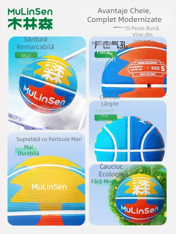 Mulinsen Baschet pentru copii No.5 - Minge din cauciuc, rezistentă, pentru interior și exterior