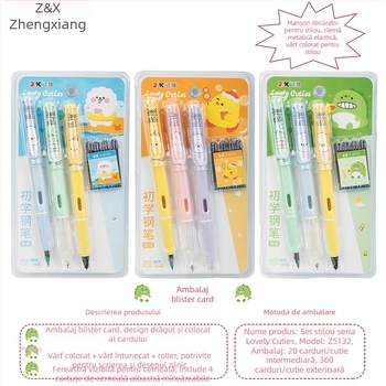 Set stilou Zhengxiang pentru elevi de clasa a treia, design elegant, cu cartușe de cerneală înlocuibile