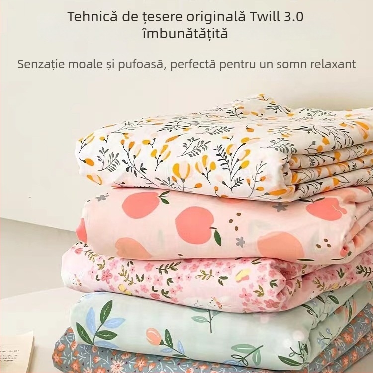 Cearșafuri din bumbac 100%, țesătură twill, imprimare și vopsire reactive, stil minimalist modern pentru uz casnic