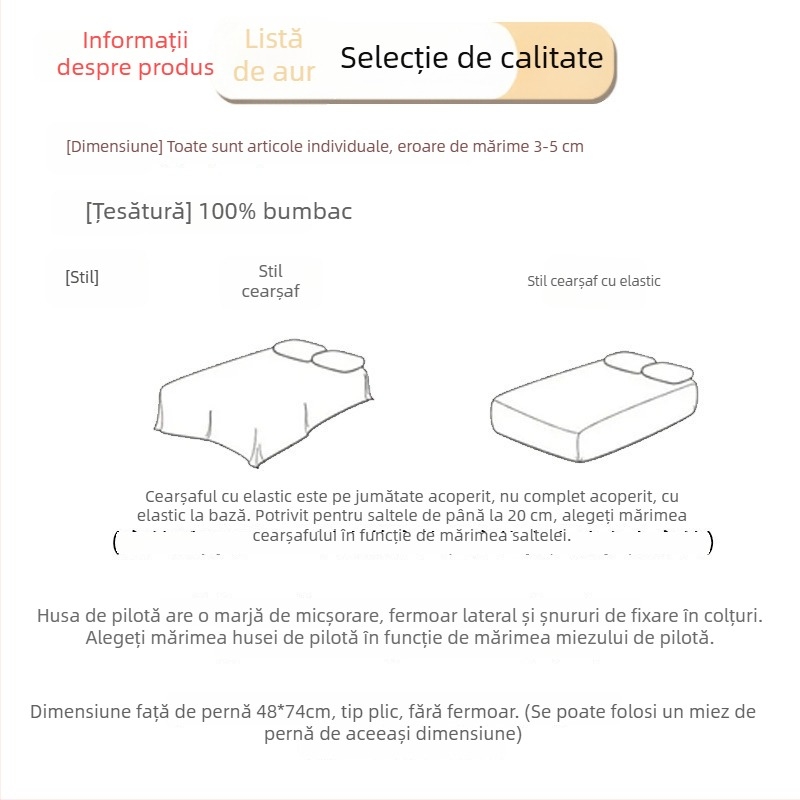 Cearșafuri din bumbac 100%, țesătură twill, imprimare și vopsire reactive, stil minimalist modern pentru uz casnic
