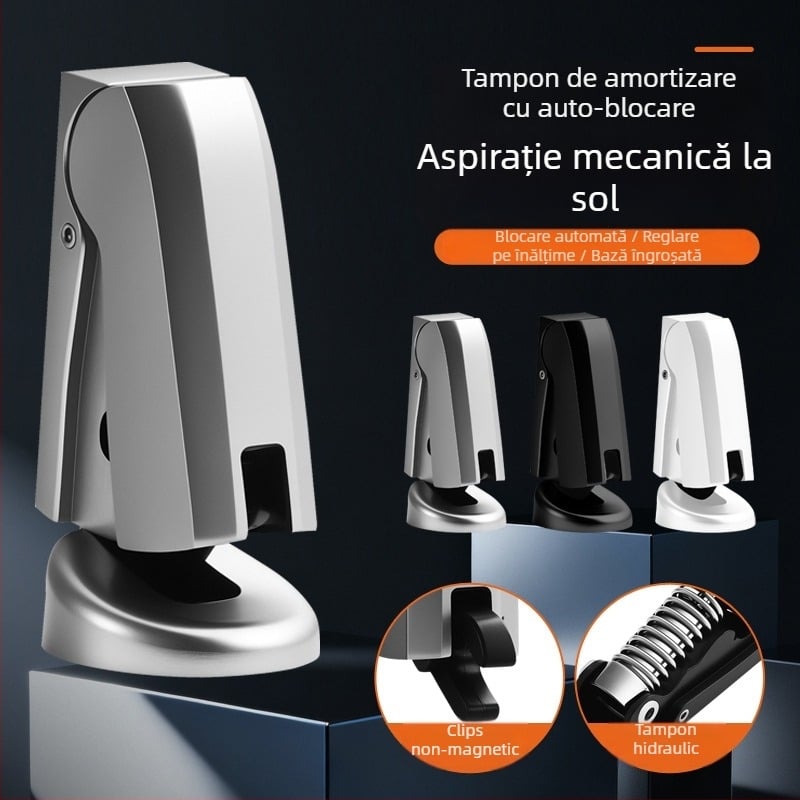 Stopper de ușă fără găuri pentru uși de cameră și baie, tampon anti-coliziune, reglabil, montaj pe podea, pentru uși din lemn