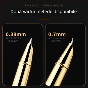 Papetă de caligrafie cu vârf curbat pentru elevi, scriere subțire în stil auriu, stilou cu vârf curbat pentru postură corectă, stilou de semnătură pentru birou