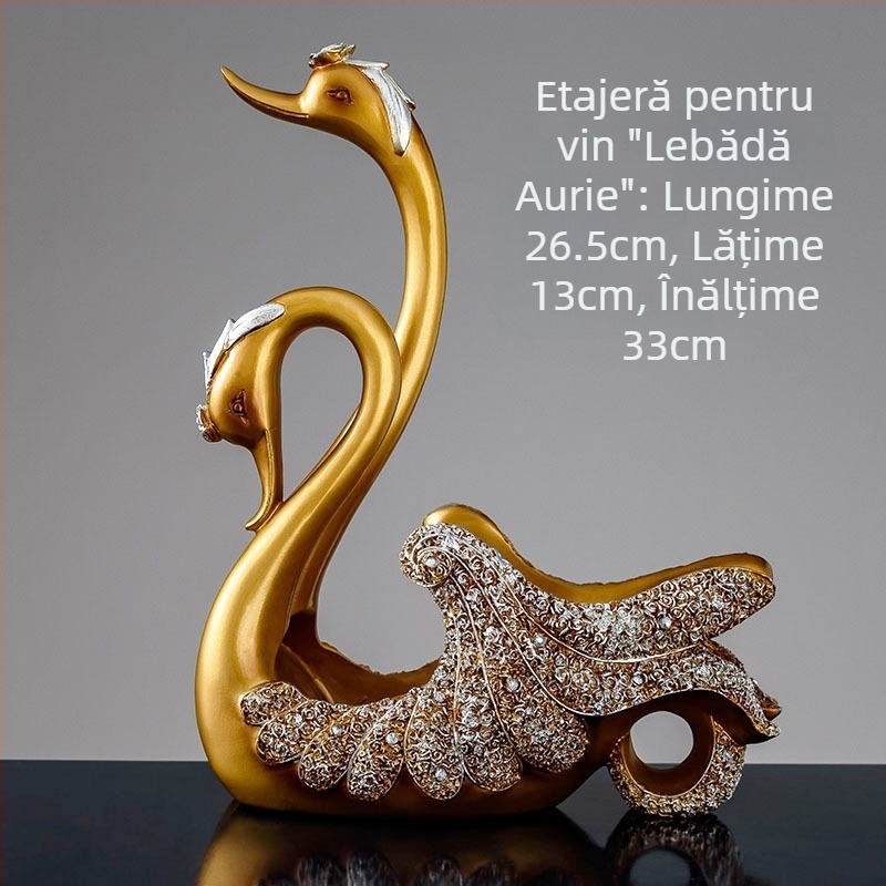 Lebăd în stil european, din rășină – ornament pentru casă, suport de vin și decor pentru sufragerie