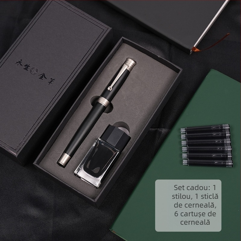 9591 Stilou metalic de birou pentru caligrafie și semnături – scriere lină, pentru elevi, cadou ideal
