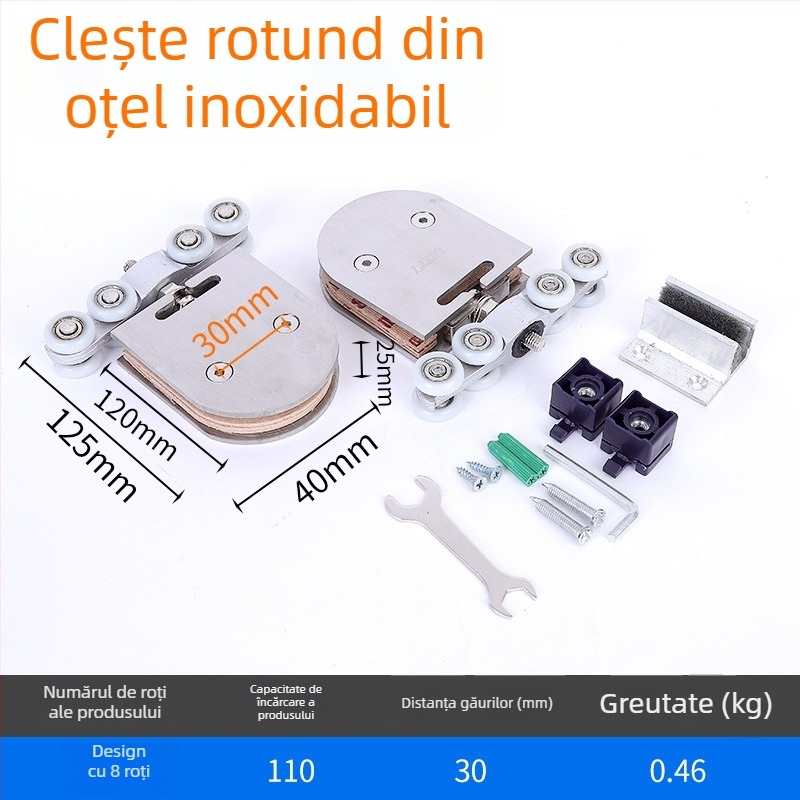 Roată de suspensie pentru ușă glisantă din sticlă - din fier și oțel inoxidabil