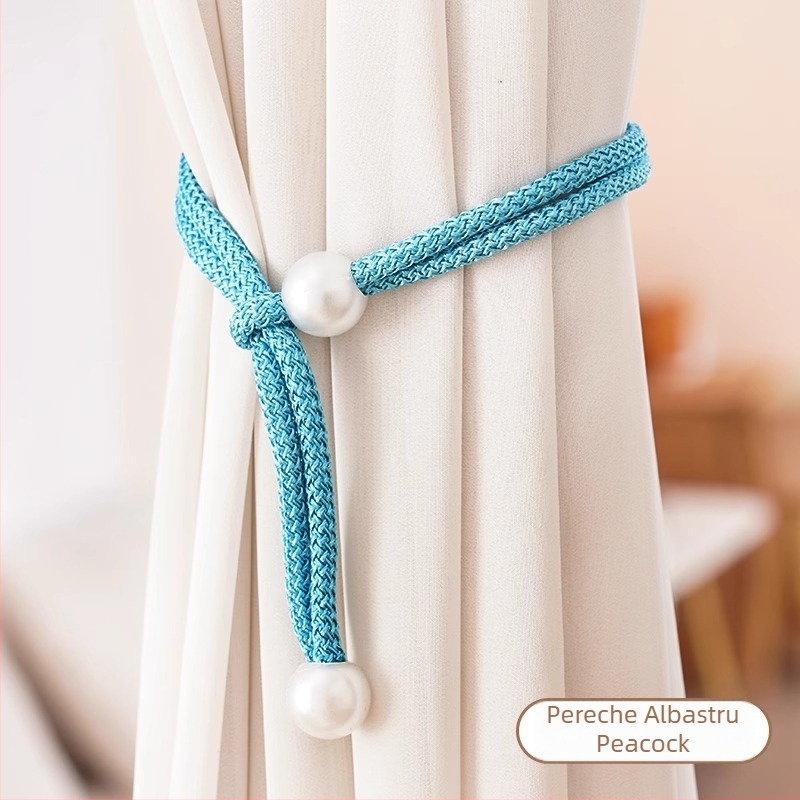 Set de două tiebacks pentru perdea, cu perle, accesorii decorative, montaj fără găuri
