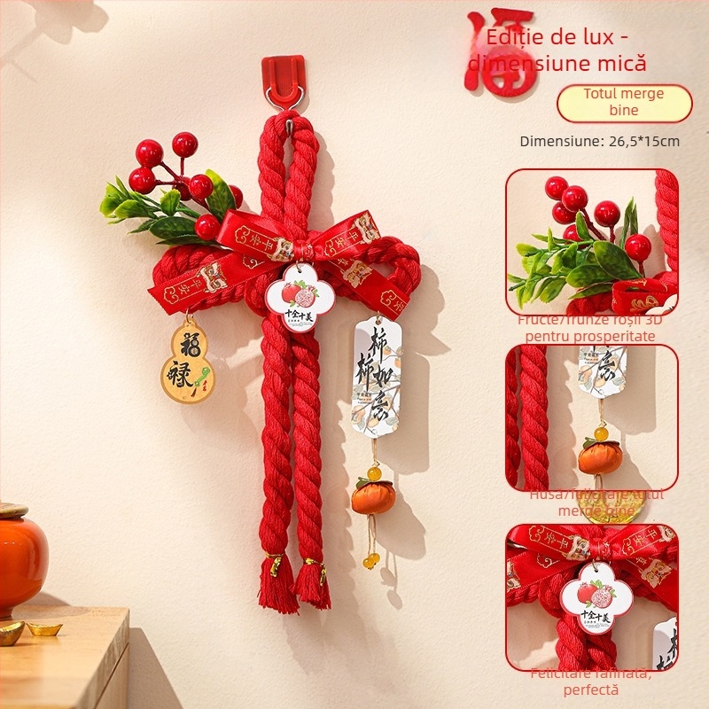 Pandantiv chinezesc cu nod pentru mânerul ușii, 2026, Anul Calului, decor de primăvară