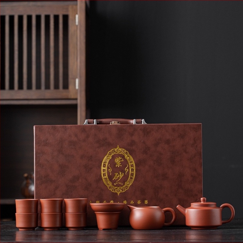 Set de ceai din lut purpuriu pentru uz casnic, ceainic premium, cești și gaiwan, cadou ideal pentru vârstnici