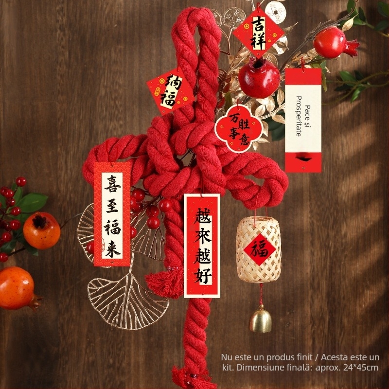 Kit DIY nod chinezesc cu mii de caractere – decor suspendat, realizat manual, pentru Anul Calului