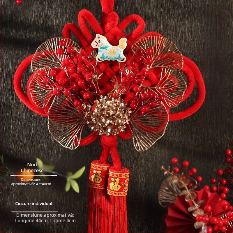 Kit DIY nod chinezesc cu mii de caractere – decor suspendat, realizat manual, pentru Anul Calului