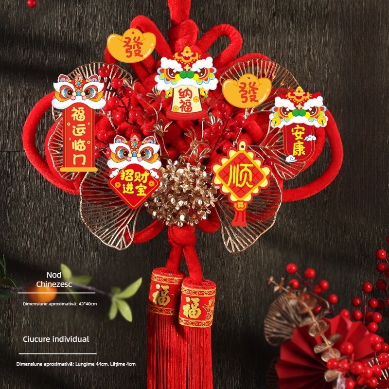 Kit DIY nod chinezesc cu mii de caractere – decor suspendat, realizat manual, pentru Anul Calului