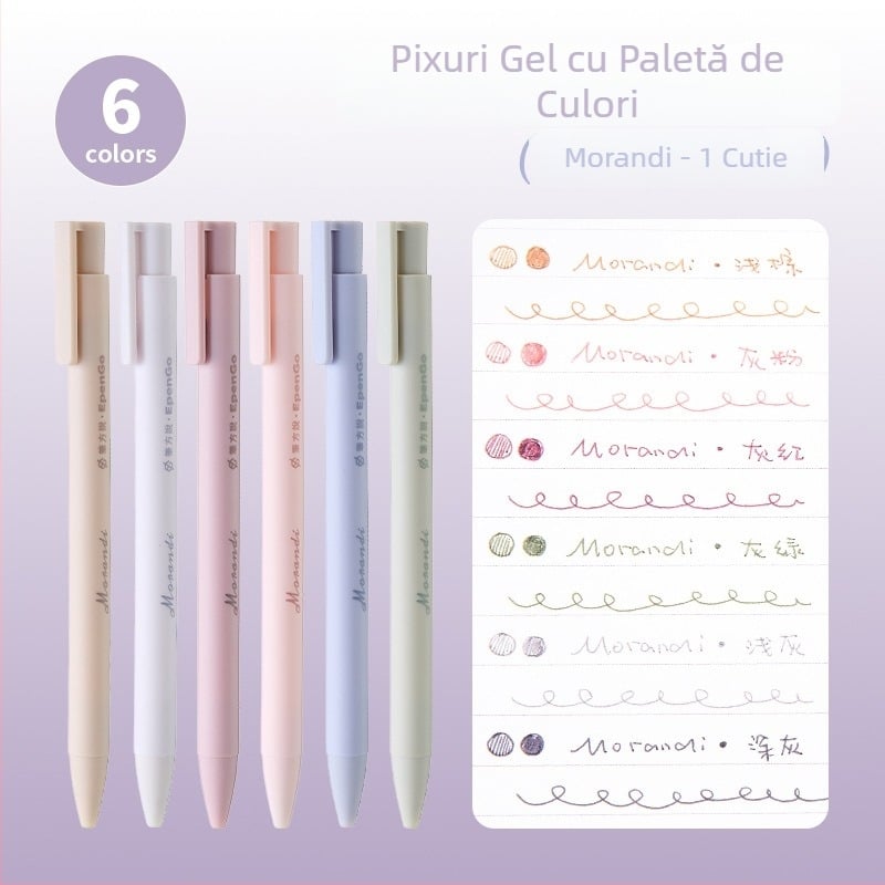 Pix gel în paleta de culori Morandi, set esențial pentru începutul anului școlar, pixuri colorate pentru notițe, pix retractabil cu acțiune la apăsare, uscare rapidă