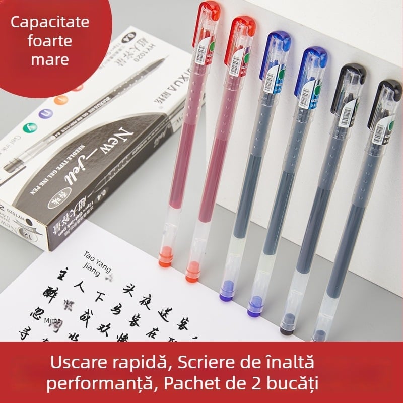 Pix gel 0,4 mm, vârf de ac, pentru examene, scriere și semnare, uscare rapidă, albastru/negru/roșu