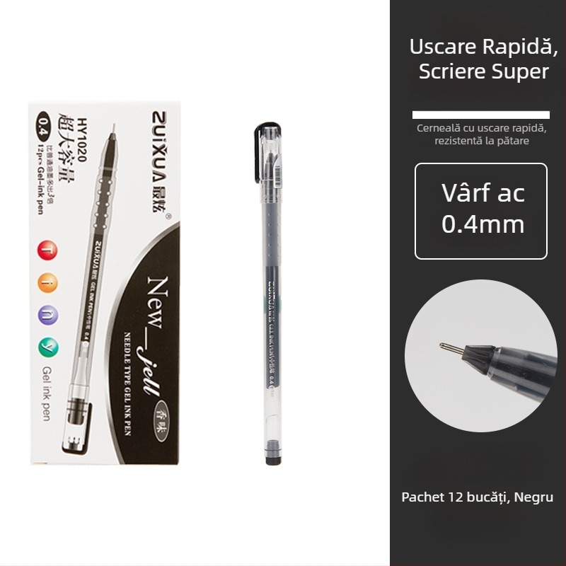 Pix gel 0,4 mm, vârf de ac, pentru examene, scriere și semnare, uscare rapidă, albastru/negru/roșu