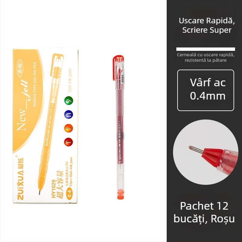 Pix gel 0,4 mm, vârf de ac, pentru examene, scriere și semnare, uscare rapidă, albastru/negru/roșu