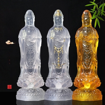Statuetă Guanyin Bodhisattva din rășină aurie, decor pentru casă, sufragerie