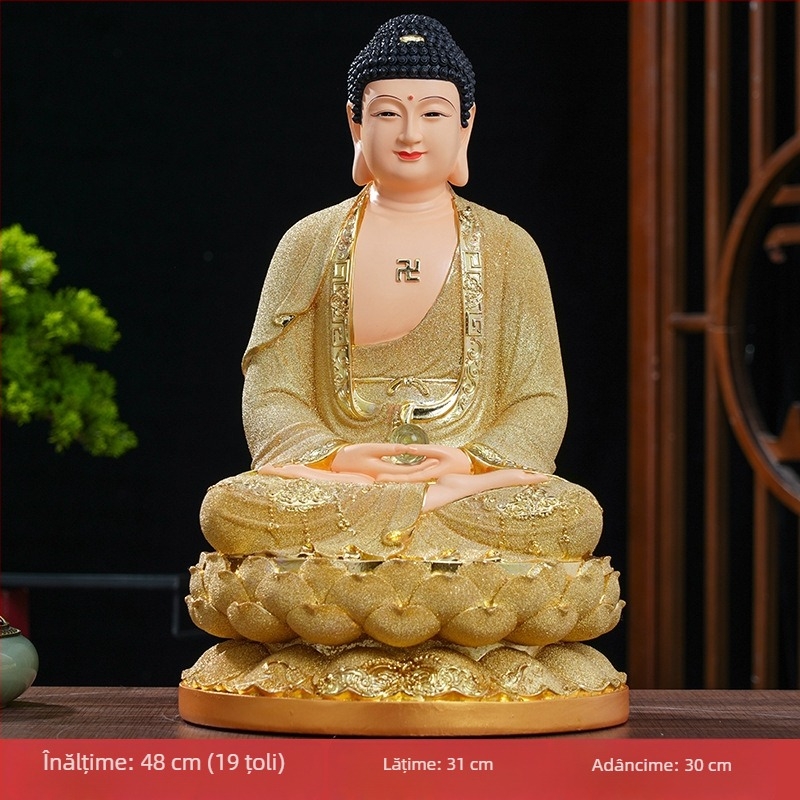 Statuie Buddha din rășină pentru închinare acasă – Amitabha, Shakyamuni și Buddha al Medicinei