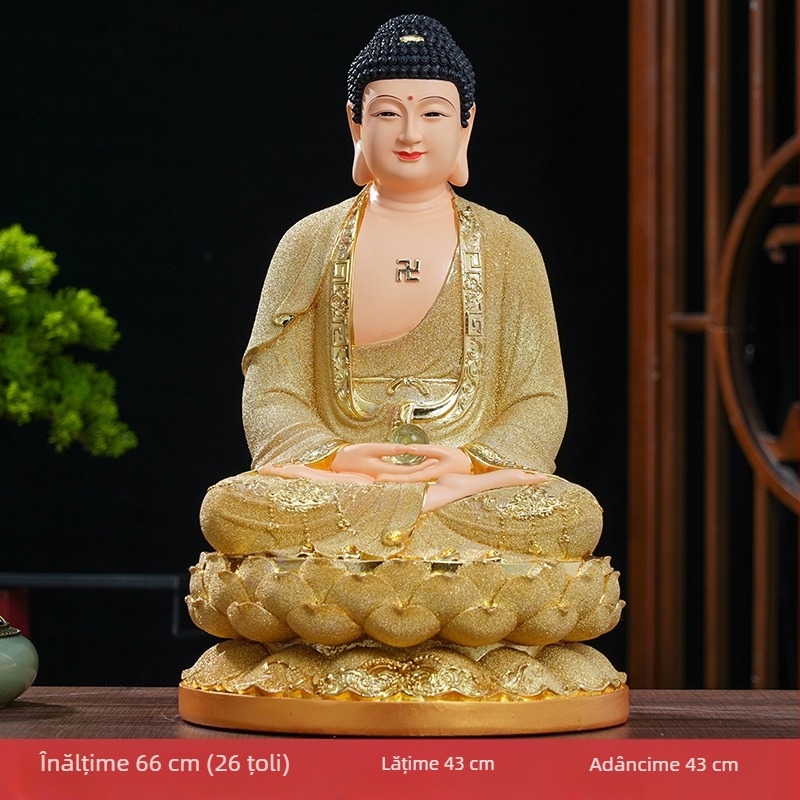 Statuie Buddha din rășină pentru închinare acasă – Amitabha, Shakyamuni și Buddha al Medicinei