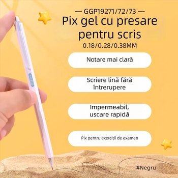 Master 19271 stilou gel tip apăsat 0,18 mm ultra-fin, uscare rapidă, vârf complet de ac, 0,38 mm pentru exerții